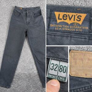 VTG 1970's Levis 505 Pant 32 Black Jeans Denim Orange Batwing USA (m 30x28)